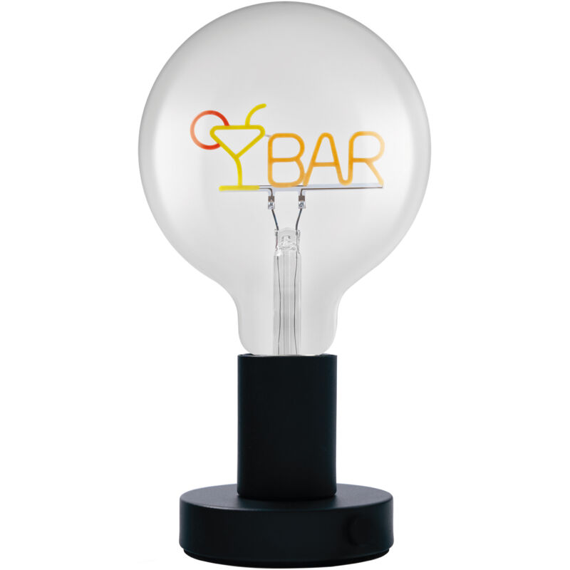 OSRAM Lampe de table LED 1906 Letter, lettrage en barre, néon, 1,2 W, E27, noir, blanc chaud, câble textile