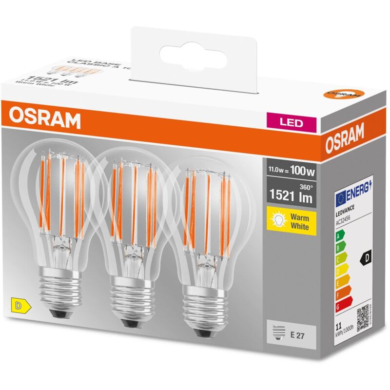 Osram Led Base Classic A100, Lampade Led A Filamento Chiaro In Vetr...