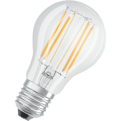 OSRAM LED BASE Classic A75, ampoules LED à filament clair en verre pour culot E27, forme ampoule, blanc chaud (2700K), 1055 lumens, remplace les ampoules classiques 75W, boîte de 3