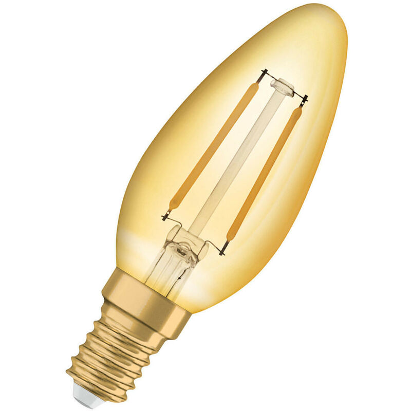 Osram LED Filament Candle 2.5W SES-E14 Vintage 1906 (20W Equivalent) 2400K Extra Warm White Gold 220lm SES Small Screw E14 Edison Light Bulb