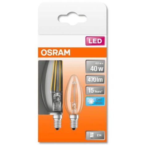 OSRAM - Led flamme clair fil. 4W E14 470lm 4000K frd bte 2