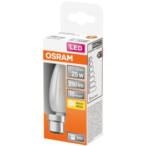 OSRAM - LED flamme verre dépoli 2.5w B22 250lm 2700K chd bte 1