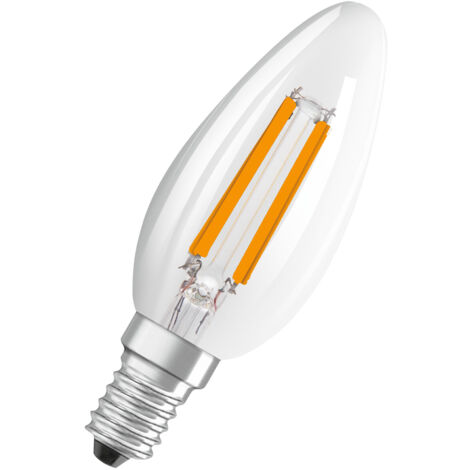 OSRAM LED-Lampe in klassischer Minikerzenform, mit dekorativem LED-Filament im Frosted Design, Energieeffizienzklasse A, E14, 1.2 W, 255 lm, 2700 K, warmweiß. Ohne Aufwärmen, sofort 100 % Licht.
