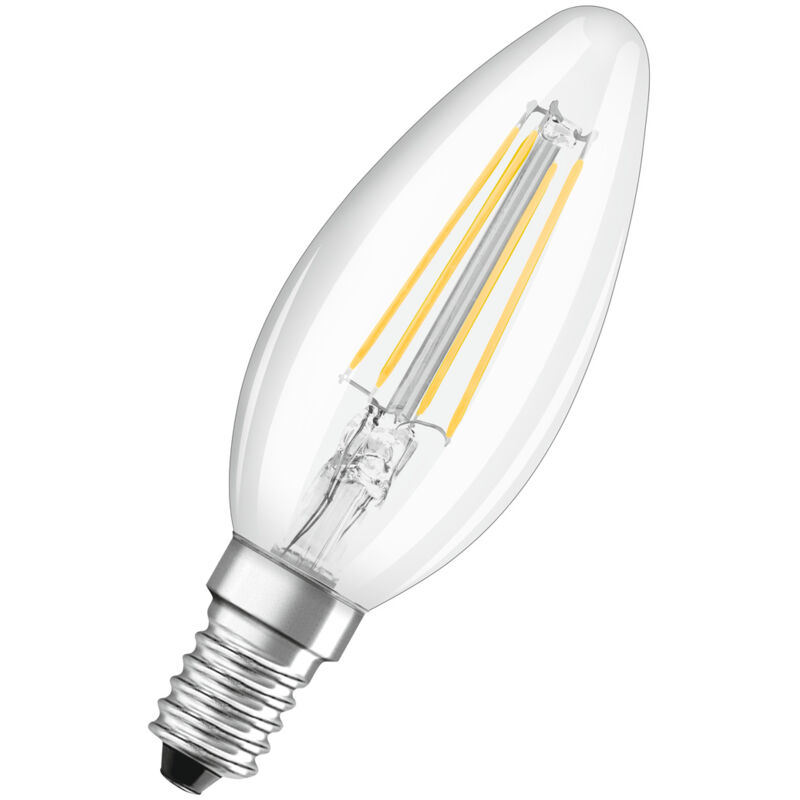 Image of LED-Lampen, klassische Minikerzenform, 40 Watts Ersatz, E14, B-shape, 2700 Kelvin, Warm weiß, Klares Glas, 2-er Pack - Osram