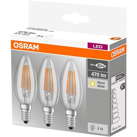 Osram - led retrofit classic b 4w/827 230v e14 pack van 3 stuks - 4058075819313 - 4058075819320