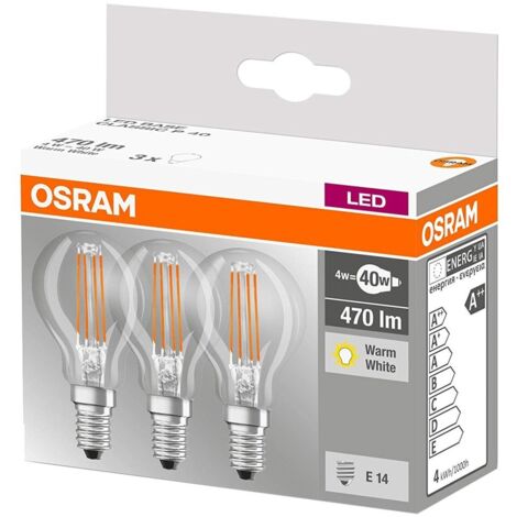 Osram - led retrofit classic p 40 4w/827 230 fl e14 pack van 3 stuks - 4058075819337 - 4058075819337