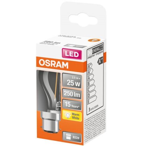 OSRAM - Led sphérique clair fil. 2.5w b22 250lm 2700K chd bte 1