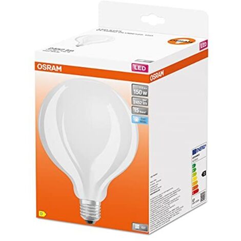 OSRAM LED Star GLOBE125, lampada LED a filamento opaco a forma di globo con diametro di 125mm, base E27, bianco freddo (4000K), 2452 lumen, sostituisce lampadine convenzionali da 150W, confezione da 4