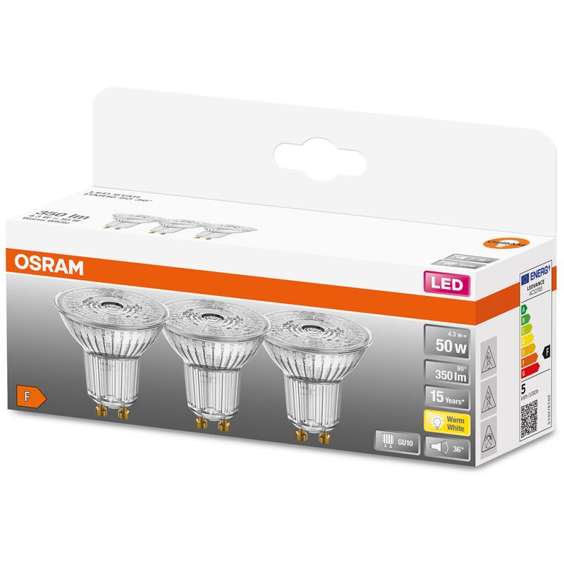 

LED STAR PAR16 Bombilla LED reflectora , Casquillo GU10 , 4000 K , 4,30 W , Equivalente a 50W , Blanco frío - Osram