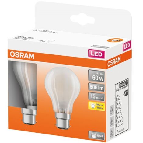 OSRAM - Led std verre dépoli 6.5w b22 806lm 2700K chd bte 2