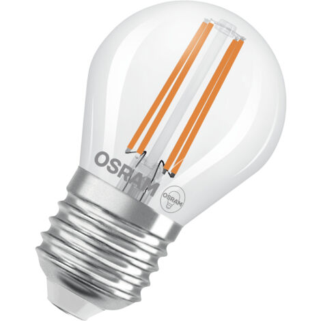 OSRAM LED Superstar Classic LED-Lampe P 40 in klassischer Miniballform, klarer Glaskörper, 2.2 W, 470 lm, E27 Fassung, warmweißes Licht mit 2700 K, EEK A, 45 mm Durchmesser.