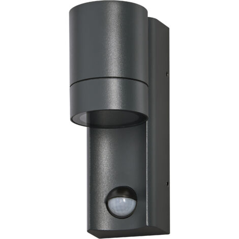 OSRAM Luminaire extérieur ENDURA CLASSIC ISIDOR W S, applique murale, GU10, gris foncé, aluminium, installation facile, éclairage indirect, IP65, capteur de lumière du jour, détecteur de mouvement