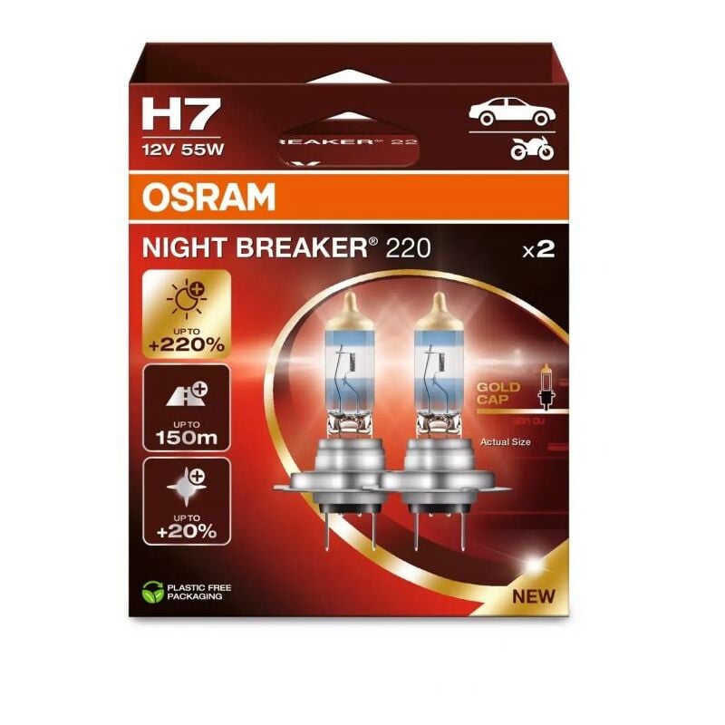 Osram - Kit 2 Ampoules Halogène auto night breaker® 220 H7 64210NB220-2HB