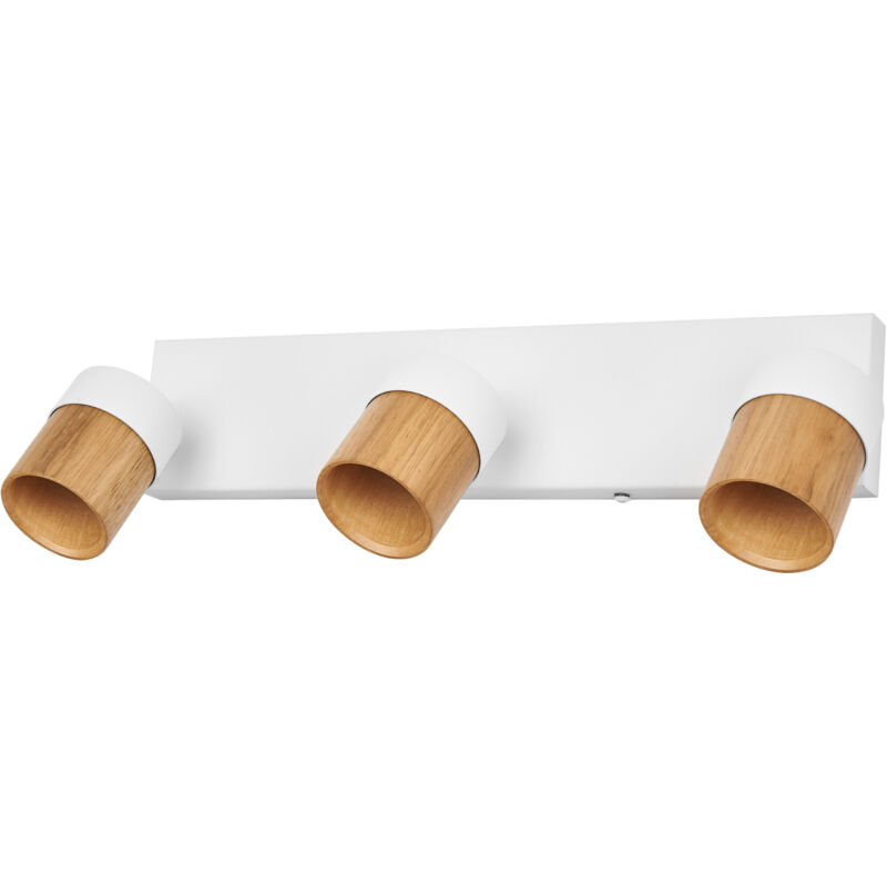 OSRAM OSRAM LED Spot Demi-Ligne Bois Plafonnier 3x GU10, Décor Blanc/Bois, Acier/Bois de caoutchouc, orientable