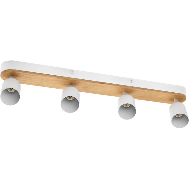 OSRAM OSRAM LED Spot Ligne Bois Plafonnier 4x GU10, Décor Blanc/Bois, Acier/Bois de caoutchouc, orientable, IP20, Intérieur
