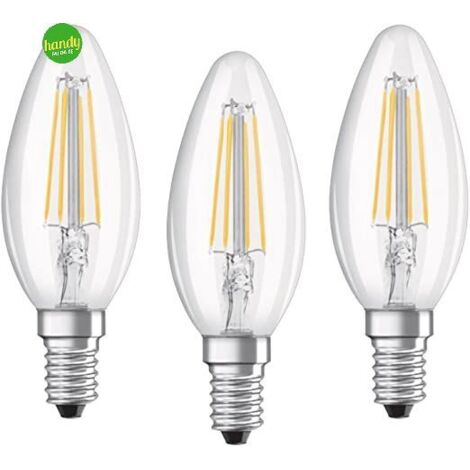Osram pack 3 Lampadine led Filamento Candela Chiara 4w-40 e14 luce Calda Bianca