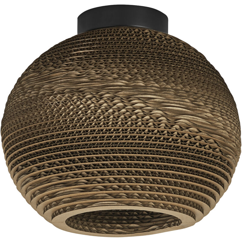 Osram - Plafonnier Decor Cardboard Ball marron en carton ondulé, léger, E27, 260 mm de diamètre, abat-jour en matériau recyclé, durable grâce à sa