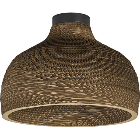 OSRAM Plafonnier Decor Cardboard Hat marron en carton ondulé, léger, E27, 360 mm de diamètre, abat-jour en matériau recyclé, durable grâce à sa source lumineuse remplaçable, montage facile