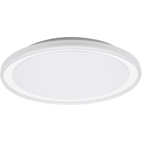 OSRAM Plafonnier LED ORBIS Pederson avec anneau en plastique, blanc, 24 W, 1450 lm, 3000 K, 830 blanc chaud agréable, 450 mm de diamètre, protection IP20, vis de montage et chevilles incluses