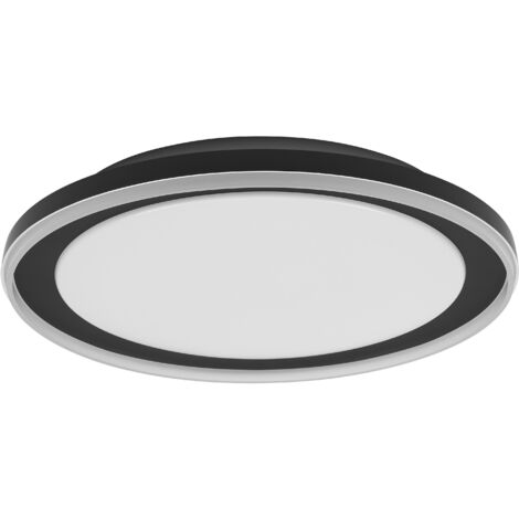 OSRAM Plafonnier LED ORBIS Pederson avec anneau en plastique, noir, 24 W, 1450 lm, 3000 K, 830 blanc chaud agréable, 450 mm de diamètre, protection IP20, vis de montage et chevilles incluses