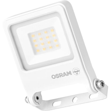 OSRAM Projecteur LED  ENDURA FLOOD PC 10 W, blanc chaud 3 000 K, 1 000 lumens, IP65, matériau recyclé, support de montage à 180°, blanc