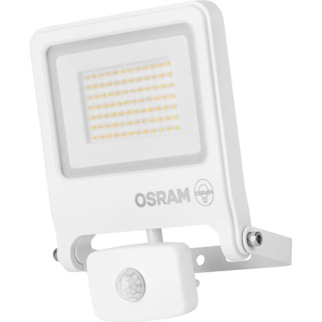OSRAM Projecteur LED  ENDURA FLOOD PC 50 W avec capteur, blanc chaud 3 000 K, 5 000 lumens, projecteur IP44, détecteur PIR, fonction crépusculaire 2-1 000 lux