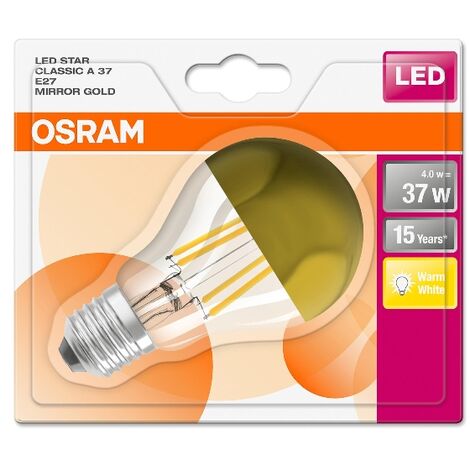 OSRAM ST CLAS A 37 CL 4 W/2700 K E27, klassische Gluehbirnenform mit Spiegelgluehbirnenkrone