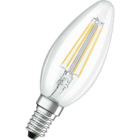 OSRAM STAR+ Dimmbare Filament LED Lampe mit E14 Sockel, Warmweiss (2700K), 4W, 3-stufig dimmbar per Klick, Kerzenform, Ersatz für 40W-Glühbirne, klar, LED THREE STEP DIM CLASSIC B