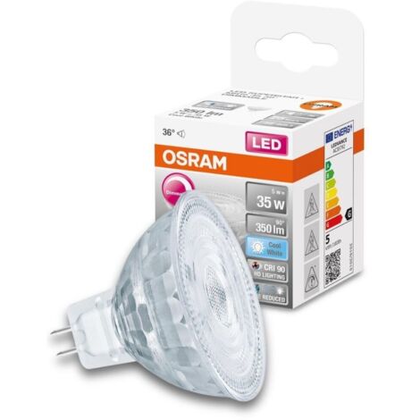 OSRAM Superstar dimmbare LED-Lampe mit besonders hoher Farbwiedergabe (CRI90) für GU5.3-Sockel, klares Glas ,Kaltweiß (4000K), 350 Lumen, Ersatz für herkömmliche 35W-Leuchtmittel, dimmbar, 1-er Pack