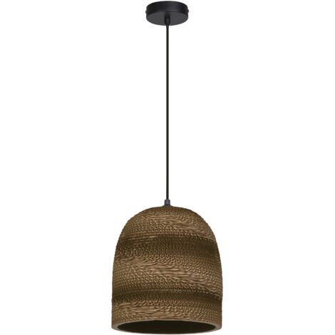 OSRAM Suspension Decor Cardboard Ball Bell marron en carton ondulé, E27, 260 mm de diamètre, abat-jour en matériau recyclé, durable grâce à sa source lumineuse remplaçable, montage facile