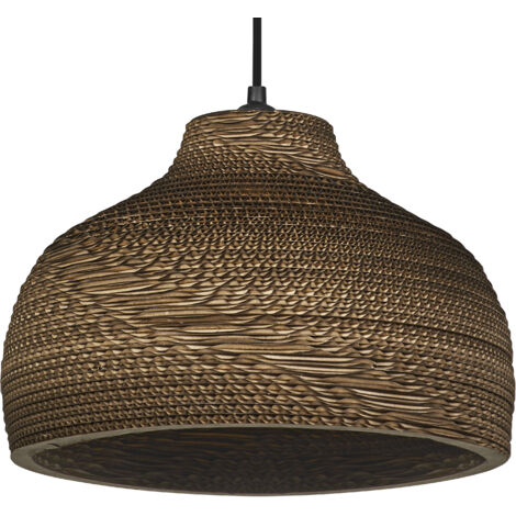 OSRAM Suspension Decor Cardboard Hat marron en carton ondulé, légère, E27, diamètre 360 mm, abat-jour en matériau recyclé, durable grâce à sa source lumineuse remplaçable, montage facile