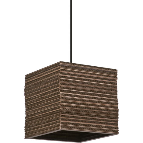 OSRAM Suspension Decor Cardboard Square marron en carton ondulé, légère, E27, diam. 250 mm, abat-jour en matériau recyclé, durable grâce à sa source lumineuse remplaçable, montage simple
