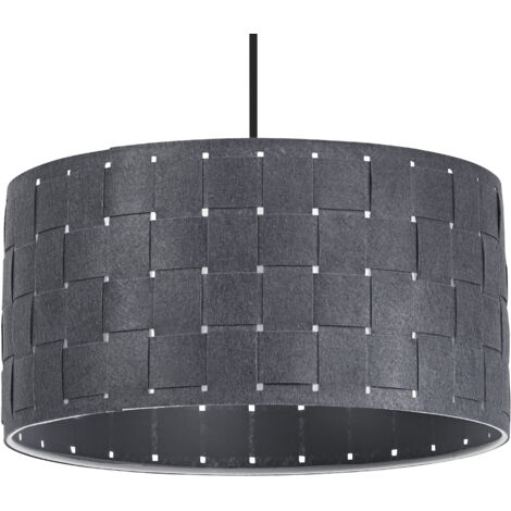 OSRAM Suspension Decor Felt Weaving gris foncé en feutre et métal, E27, diam. 380 mm, éclairage chaleureux grâce à l’abat-jour tissé, durable grâce à la source lumineuse interchang., montage facile