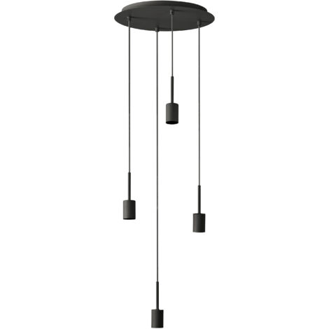OSRAM Suspension  Decor Needle Plate 4xE27, gris foncé, acier, câble textile 2 m, minimaliste
