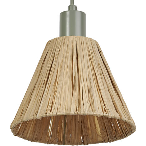 OSRAM Suspension Decor Raffia vert et marron en raphia et métal, E27, diamètre 200 mm, abat-jour en matériau recyclé, durable grâce à sa source lumineuse remplaçable, montage facile