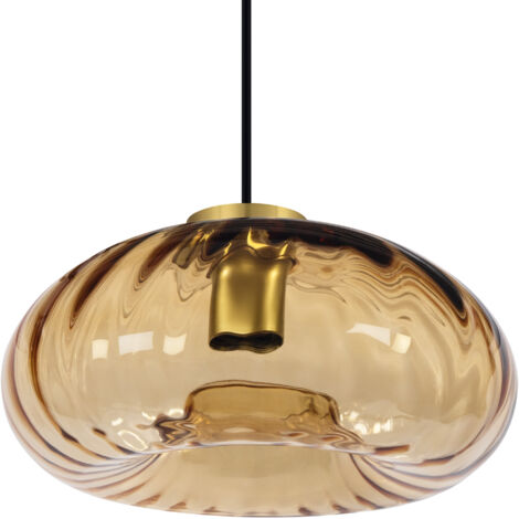 Osram – Suspension en verre ambré et métal doré E27 – Design élégant pour couloirs et halls d'entrée – Source lumineuse interchangeable