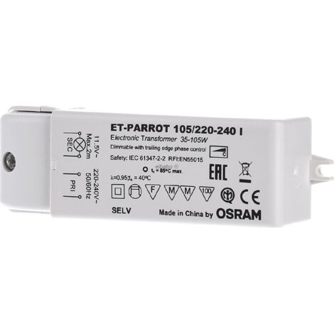 Osram – Transformateur pour tableau électrique 35-105W 220-240V – Dimmable – Protection contre surcharges et courts-circuits – Fréquence 40kHz
