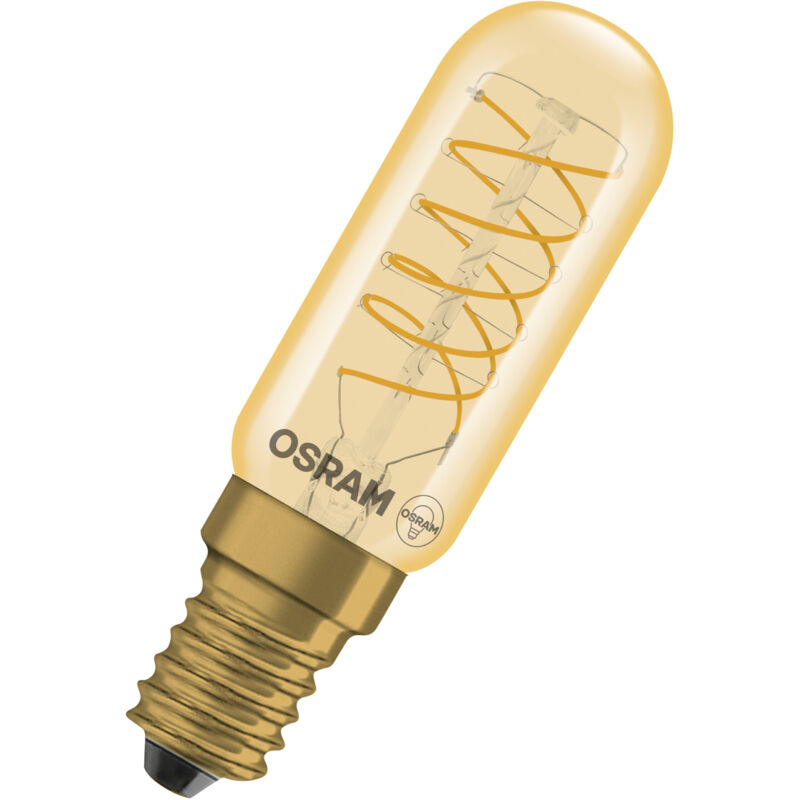 OSRAM Tube LED Vintage 1906 T26 Spiral, 4,8 W, E14, doré, transparent, recommandé pour l'éclairage de buffet, d'affichage, de vitrine et de pièce
