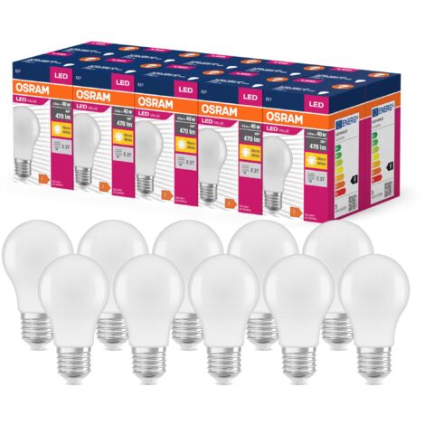 OSRAM Valore a stella a LED Classic LED A40 per socket E27, forma di pera, FR, 470 lumen, bianco caldo, 2700k, sostituzione per lampadine da 40w convenzionali, non dimmerabile, 10 pacchetti