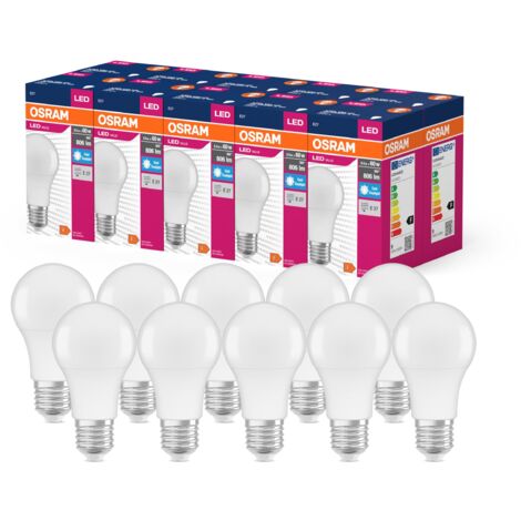 OSRAM Valore a stella a LED Classic LED A60 per socket E27, forma della pera, FR, 806 lumen, bianca diurna, 6500k, sostituzione per lampadine da 60 W convenzionali, non dimmerabile, 10 pacchetti