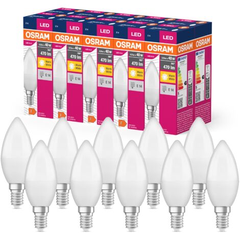 OSRAM Valore a stella a LED Classica lampada a LED B40 e14 Sockel, forma delle candele, FR, 470 lm, bianco caldo, 2700k, sostituzione lampadine da 40w venzionali, non dimmerabile, fezione da 10