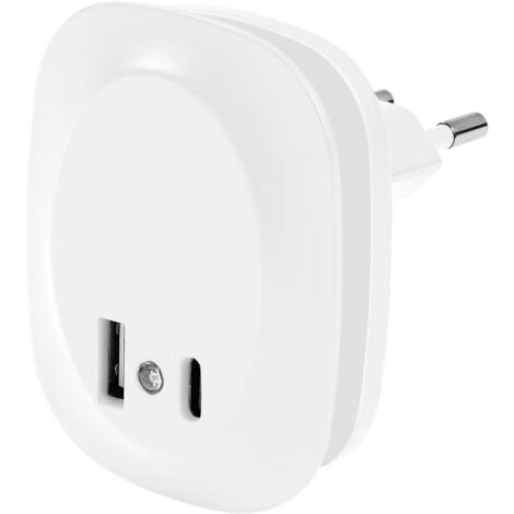 OSRAM Veilleuse LUNETTA EDGE, blanche, 0,35 W, 10 lm, lumière blanche chaude, capteur de lumière du jour, connexion USB-A et USB-C, technologie LED, fonction de charge, longue durée de vie, IP20, 3 00