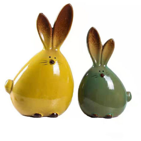 Osterhasenfigur aus Keramik, Dekoration für Zuhause oder Büro, Tierfigur