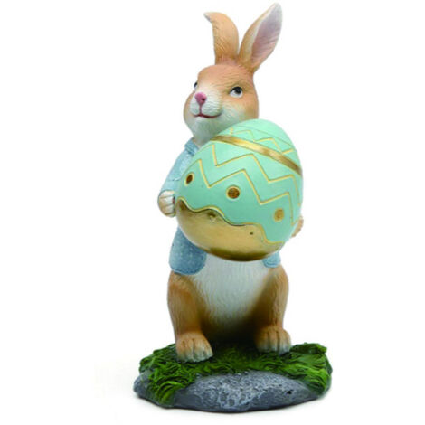 Osterhasenfigur aus Kunstharz mit Karotte – Niedliche Figur, Geschenkidee für Kinder