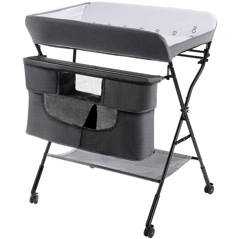 OSTWAY Hoehenverstellbarer Wickeltisch mit austauschbaren Rollen