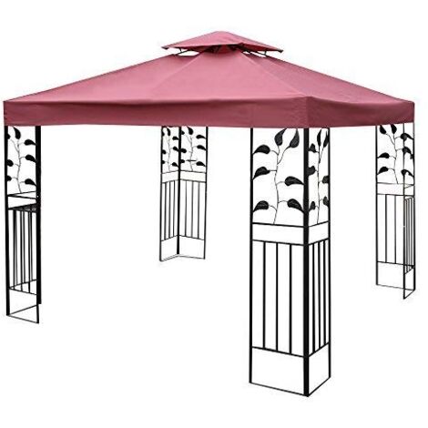 OSTWAY Pavilliondach Ersatzdach Pavillonplane Dachabzug Kaminabzug Dachplane fuer Pavillon 3x3M Weinrot