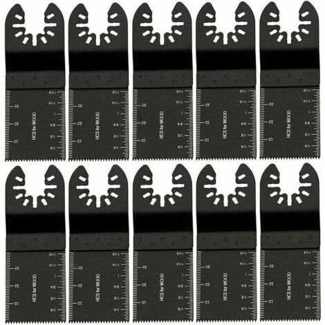 Oszillierende Sägeblätter für Metall/Holz, 10-teiliges Multitool-Sägeblatt-Zubehörset 34 mm, Werkzeugzubehör aus Karbonstahl, für Bosch Fein – Schwarz