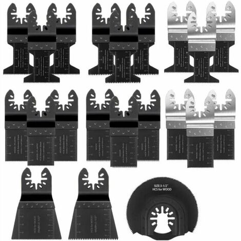 Oszillierendes Sägeblatt, 21-teiliges gemischtes Multi-Tool-Set, mit universellem Schnellverschluss, oszillierendes Multi-Tool-Zubehör zum Schneiden allgemeiner Multi-Tools (schwarz)