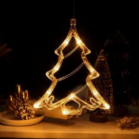 Other Christmas Decoration,Christmas Decoration LED Light Christmas Tree Accessories Shop Glass Sticker Scene Decoration Atmosphere Window Decoration Light (Christmas Tree)