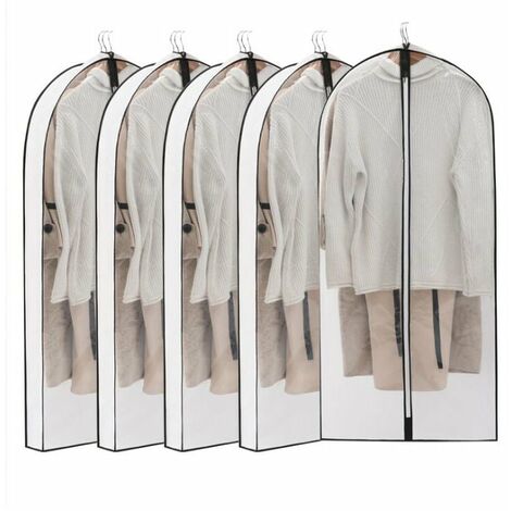 5 Pack Large Clear Garment Bags-Moth Proof Garment Bags,Garment Cover, Hanging, Dress Garment Bags Storage for Travel(40X 24) 